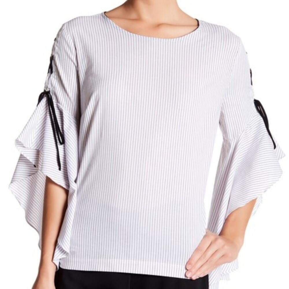 Harlowe & Graham Lace-Up Bell Sleeve Blouse Small